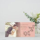 Roze perzik bloesems bruiloft dank u fotokaart bedankkaart (Staand voorkant)