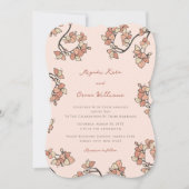 Roze Perzik Bloesems Elegant & Chic Bloemen Huweli Kaart (Voorkant)