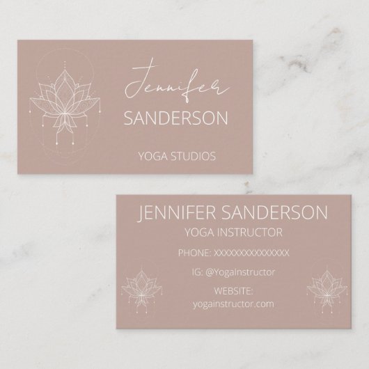  Roze Perzik Boho Bloemen Lotus Yoga Visitekaartje (Voorkant / Achterkant)