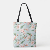 Roze perzik boom bloesem all-over-print tote bag (Achterkant)