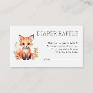 Roze Perzik Bosvos Vos Baby Shower Luier Raffle Informatiekaartje