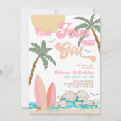 Roze Perzik Cali-Four-nia Meisje Surfen 4e verjaar Kaart (Voorkant)