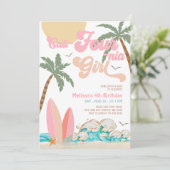 Roze Perzik Cali-Four-nia Meisje Surfen 4e verjaar Kaart (Staand voorkant)