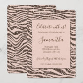 Roze Perzik Chocolade Bruine Zebraprint Glitters Kaart (Voorkant / Achterkant)
