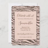 Roze Perzik Chocolade Bruine Zebraprint Glitters Kaart (Voorkant)