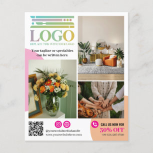Roze & Perzik Cirkels Logo Foto's Promotiemateriaa Flyer