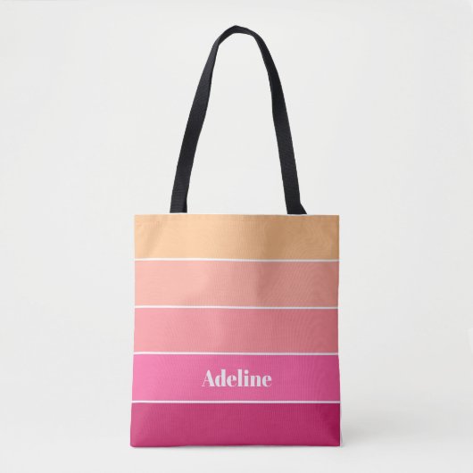 roze perzik Custom Summer Color Block Stripes Tote Bag (Voorkant)