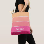 roze perzik Custom Summer Color Block Stripes Tote Bag (Dichtbij)