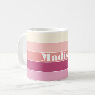 Roze Perzik Custom Zomer Kleur Block Stripes Koffiemok