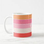 Roze Perzik Custom Zomer Kleur Block Stripes Koffiemok (Links)
