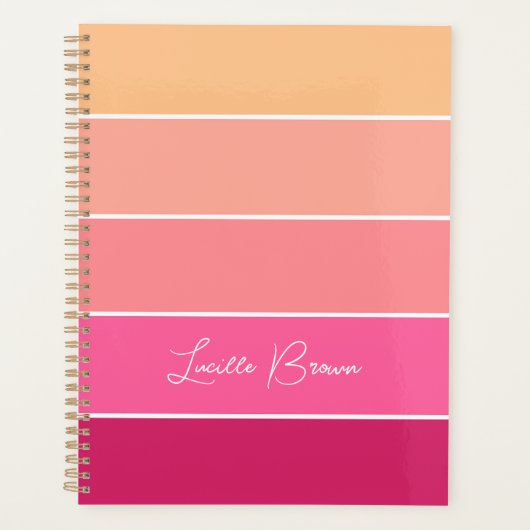 Roze Perzik Custom Zomer Kleur Block Stripes Planner (Voorkant)