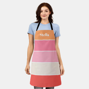 Roze Perzik Custom Zomer Kleur Block Stripes Schort
