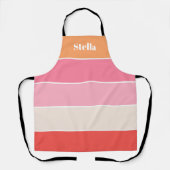 Roze Perzik Custom Zomer Kleur Block Stripes Schort (Voorkant)