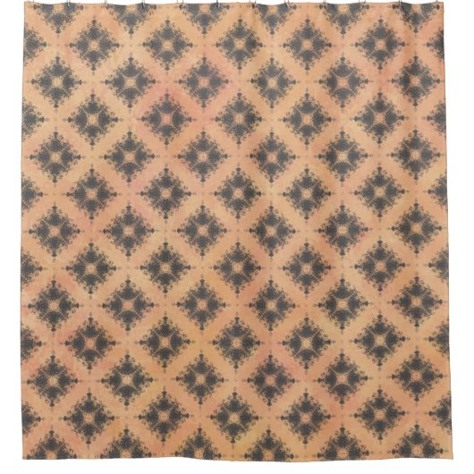 Roze, Perzik en Bronze Diamond Burst Pattern Douchegordijn (Voorkant)