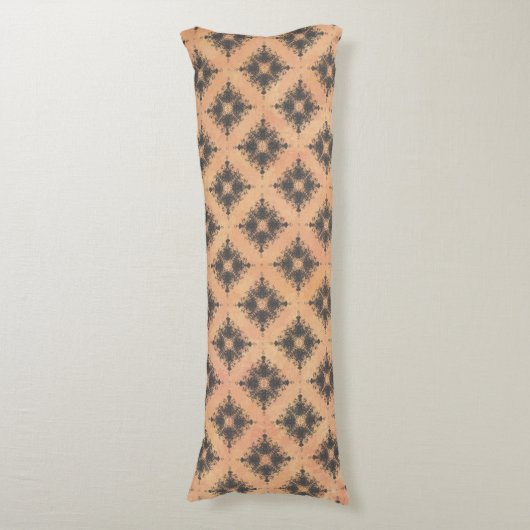 Roze, Perzik en Bronze Diamond Burst Pattern Lichaamskussen (Voorkant Verticaal)