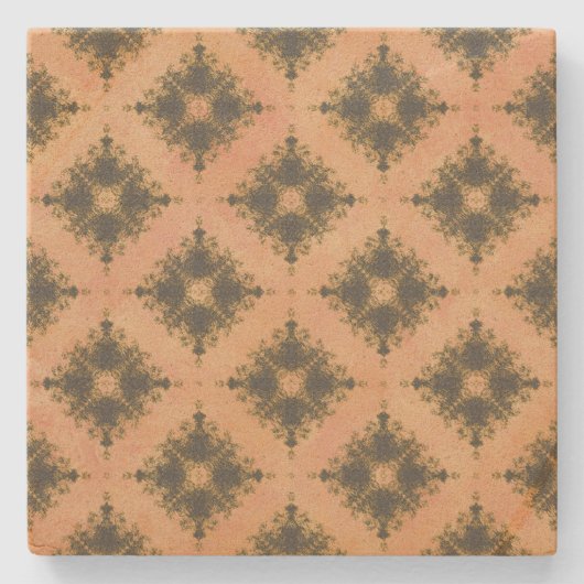 Roze, Perzik en Bronze Diamond Burst Pattern Stenen Onderzetter (Voorkant)