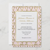 Roze Perzik en Gouden Harten Bruiloft Kaart (Voorkant)