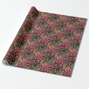 Roze, Perzik en Groen Camouflagepatroon Cadeaupapier