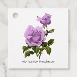 Roze Perzik en Paarse Lavendel Bloemen Bedankjes Labels