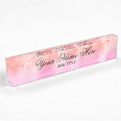 Roze/Perzik en Sparkles Desk Naambordje