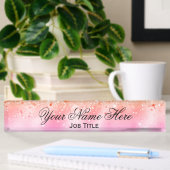 Roze/Perzik en Sparkles Desk Naambordje