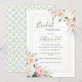 Roze Perzik Floral Elegant Vrijgezellenfeest Kaart (Voorkant / Achterkant)