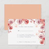  Roze, Perzik Fuzz, Waterverf bruiloft RSVP Kaartje (Voorkant / Achterkant)