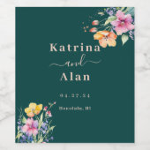 Roze Perzik Geel Blooms Wijnlabel Wijn Etiket (Enkel label)