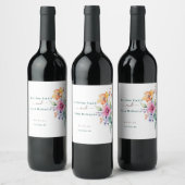 Roze Perzik Geel Blooms Wijnlabel Wijn Etiket (Flessen)