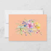 Roze Perzik Gele Bloemen Bewaar de Datumkaart Save The Date (Achterkant)