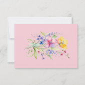 Roze Perzik Gele Bloemen Bewaar de Datumkaart Save The Date (Achterkant)