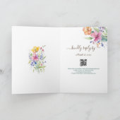 Roze Perzik Gele Bloemen Gele Gevouwen Uitnodiging (Binnen)