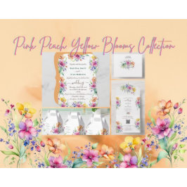 Roze Perzik Gele Bloemen Papieren Servet