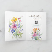 Roze Perzik Gele Bloemen Perzik Vouwbare Uitnodigi (Binnen)