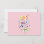 Roze Perzik Gele Bloemen RSVP Kaart (Achterkant)