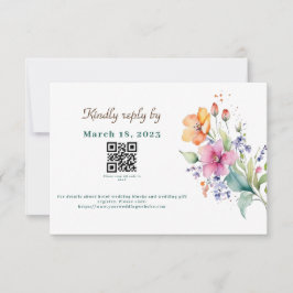 Roze Perzik Gele Bloemen RSVP Kaart