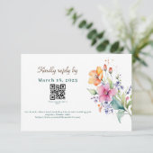 Roze Perzik Gele Bloemen RSVP Kaart (Staand voorkant)