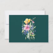 Roze Perzik Gele Bloemen RSVP Kaart (Achterkant)