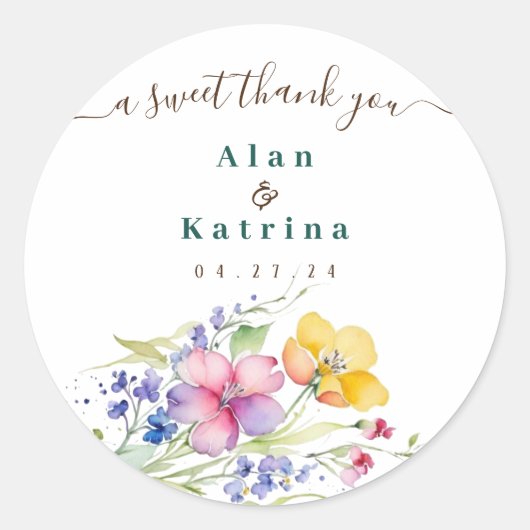 Roze Perzik Gele Bloemen Sticker (Voorkant)