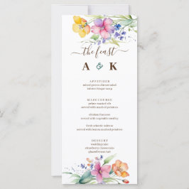 Roze Perzik Gele Bloemen Wedding Menu