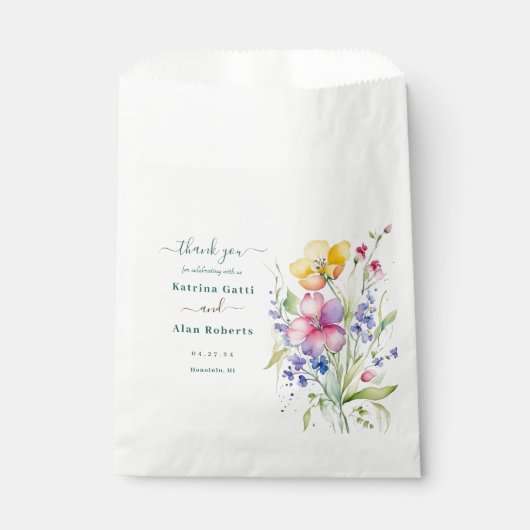 Roze Perzik Gele Bloesems Bedankzakje (Voorkant)