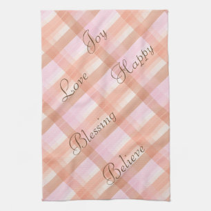 Roze & perzik geruite handdoek