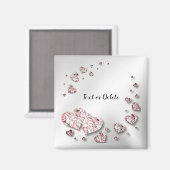 Roze perzik glanzende harten geometrisch elegant magneet (Voorkant / Achterkant)