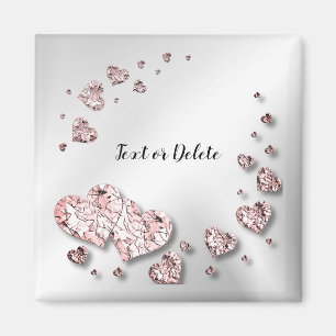 Roze perzik glanzende harten geometrisch elegant magneet