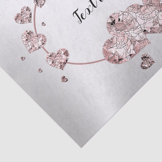 Roze Perzik Glanzende Harten Geometrisch Elegant Tissuepapier (Detail)