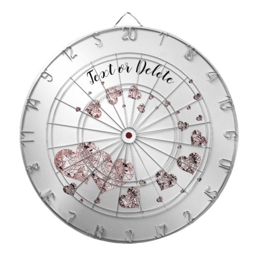 Roze perzik glanzende harten geometrische elegante dartbord (Voorkant)