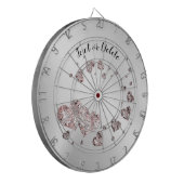 Roze perzik glanzende harten geometrische elegante dartbord (Voorkant Links)