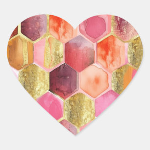 Roze Perzik Goud Abstract Hart Sticker