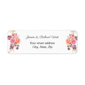 Roze Perzik Goud Bloemenkrans Aangepast adreslabel Etiket (Voorkant)