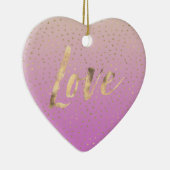 Roze Perzik Goud Ombre Confetti Stippen Keramisch Ornament (Rechts)